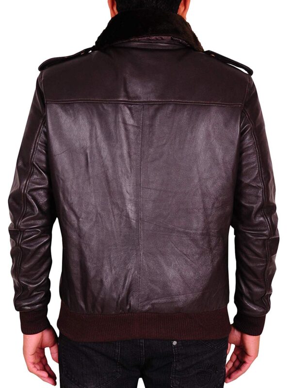 Mens A 2 Style Distressed Bomber Flight Brown Real Leather Jackets