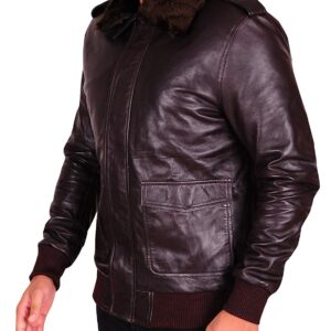 A 2 Style Distressed Bomber Flight Brown Real Leather Jacket.