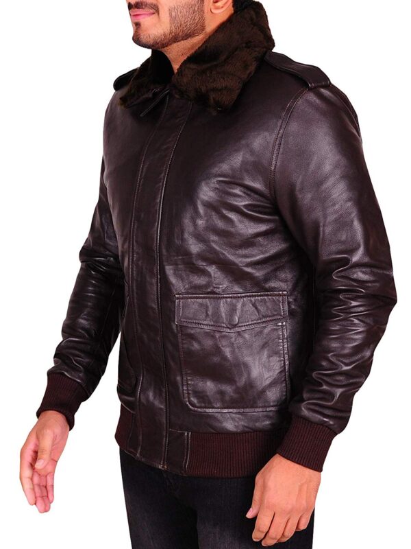 A 2 Style Distressed Bomber Flight Brown Real Leather Jacket.
