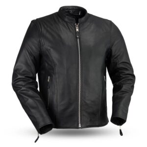 Mens Ace Clean Cafe Style Leather Jacket