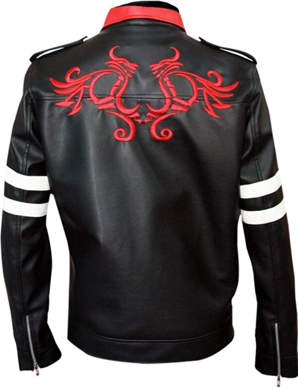 Mens Alex Dragon Embroidered Black Biker Leather Jackets