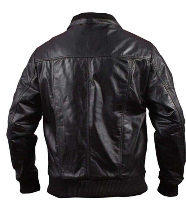 Mens American Bomber Black Genuine Leather Jackets