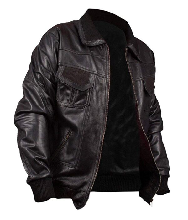 Mens American Bombers Black Genuine Leather Jacket