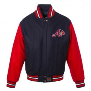Mens Atlanta JH Design Braves 2 Tone Royal Wool Varsity Jacket