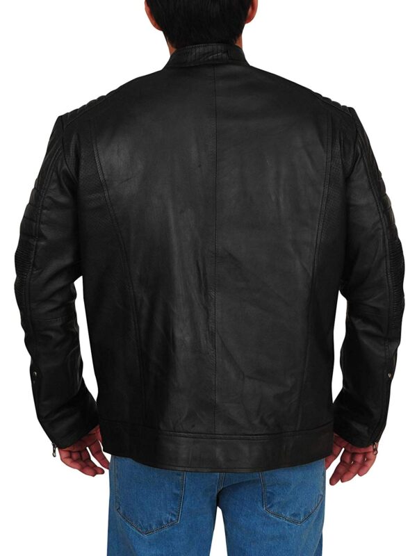 Mens Bikers Cafe Racer Retro Vintage Black Leather Jacket
