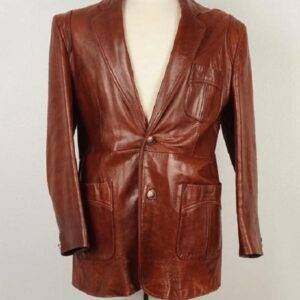 Men’s Brown 70s Vintage J Riggings Leather Coat