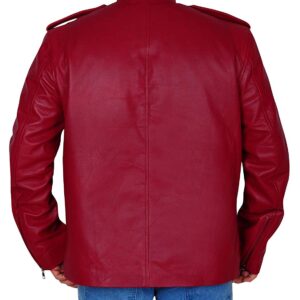 Mens Casual Red Biker Slim Fit Leather Jacket