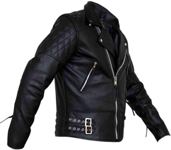 Mens Classic Diamonds Biker Leather Jacket