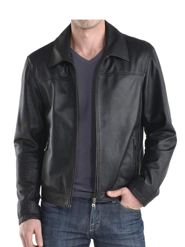 Mens Classic Genuine Cowhide Leather Jacket
