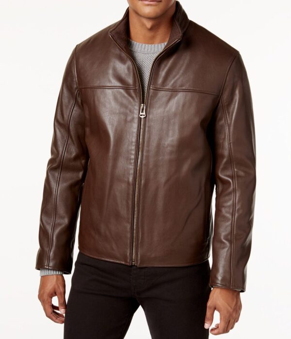 Mens Cole Haan Brown Leather Jacket