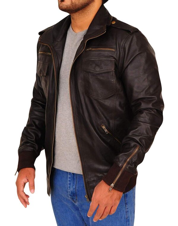 Mens Detective Jake Brown Bomber Genuine Leather Jackets