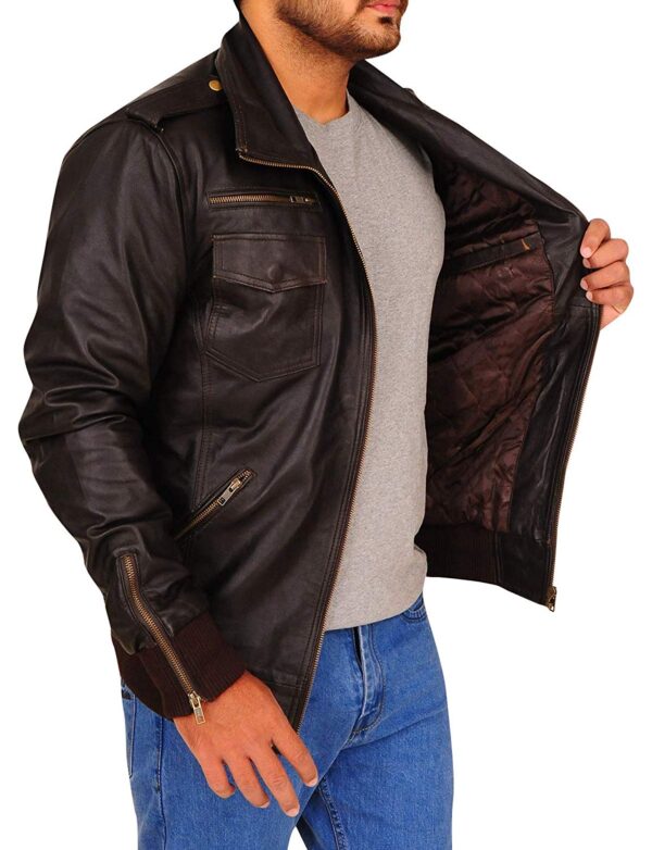 Mens Detective Jake Brown Bombers Genuine Leather Jacket
