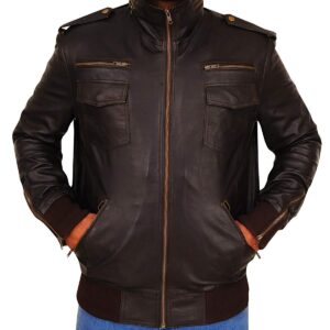 Mens Detectives Jake Brown Bomber Genuine Leather Jacket