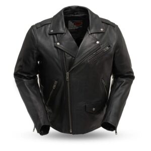 Mens Enforcer Black Leather Motorcycle Jacket
