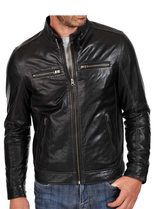 Men's Fashion Genuine Racer Leather Jacket