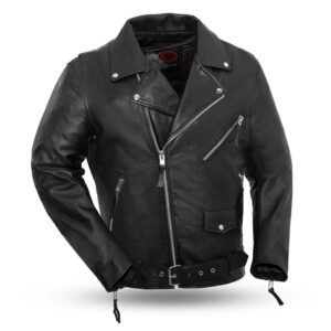 Mens Fillmore Leather Black Motorcycle Jacket
