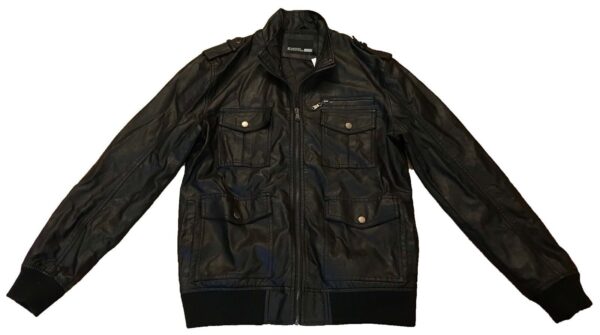 Men's Foreign Exchange Faux Leather Black Jacket