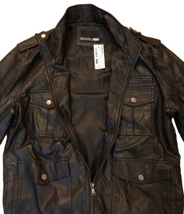 Mens Foreign Exchange Faux Leathers Black Jacket