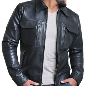 Mens Genuine Lambskin Black Leather Jacket