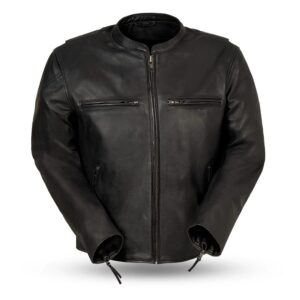 Mens Indy Motorcycle Black Leather Jacket