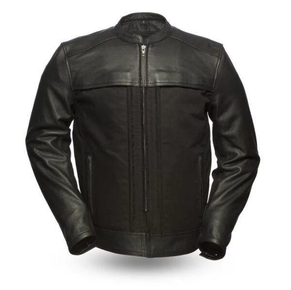 Mens Invader Black Motorcycle Leather Jacket