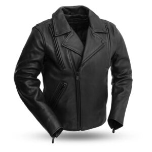 Mens Night Rider Leather Motorcycle Jacket