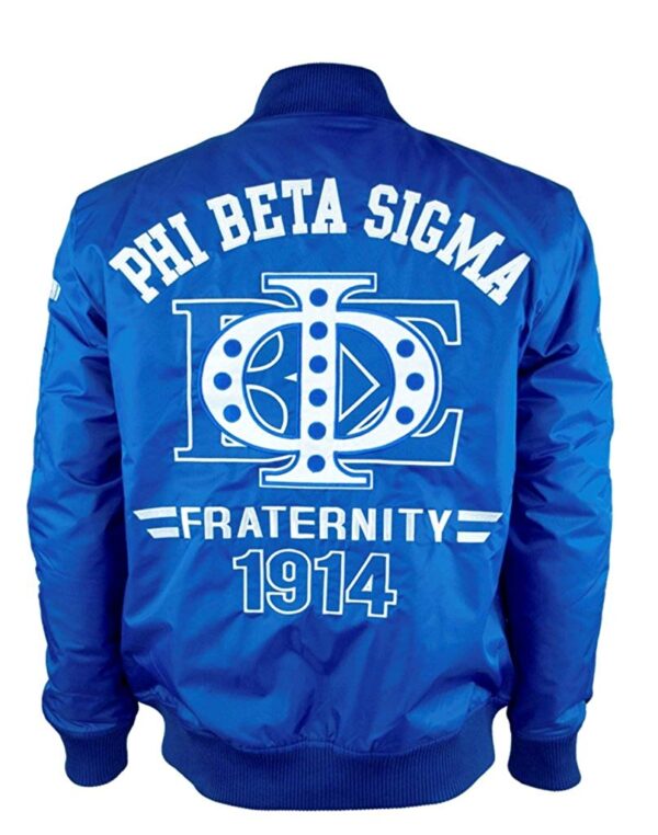 Mens Phi Beta Sigma Fraternity Bomber Jacket Blue