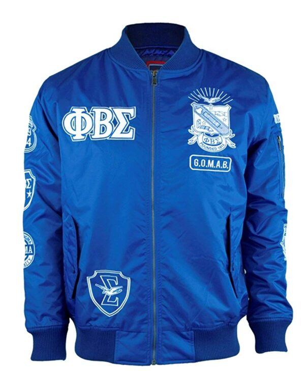 Mens Phi Beta Sigma Fraternity Bombers Jacket Blue