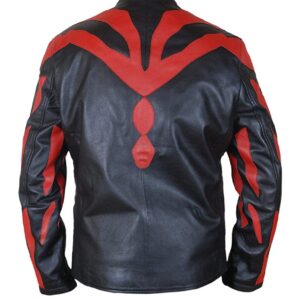 Men's Red Black Darth Maul Café Racer Genuine Leather Jacket