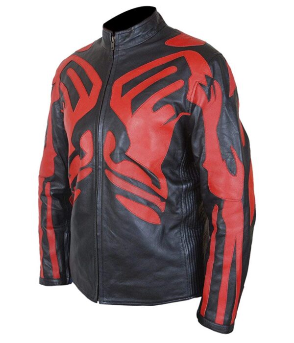 Mens Red Black Darth Maul Cafe Racers Genuine Leather Jacket
