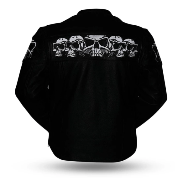 Mens Savage Skulls Black Motorcycle Leather Jackets