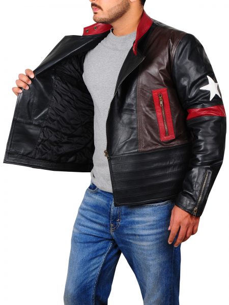 Mens Star Patch Leather Jackets