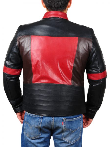 Mens Stars Patch Leather Jacket