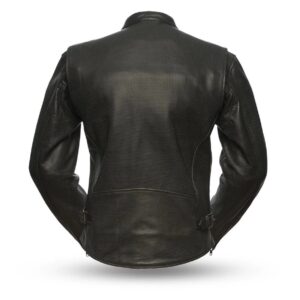 Mens Turbine Perforated Black Leather Jacket