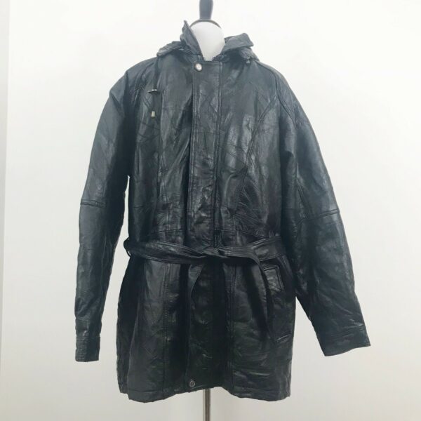 Mens Vilanto Black Leather Coat Jacket