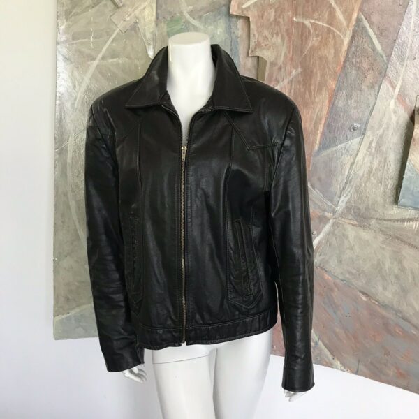 Mens Vintage Jean Pierre Black Argentine Motorcycle Leather Jackets