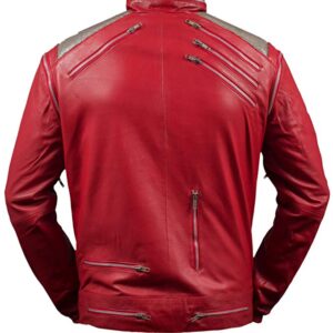 Michael Jackson Beat It Red Leather Jacket back