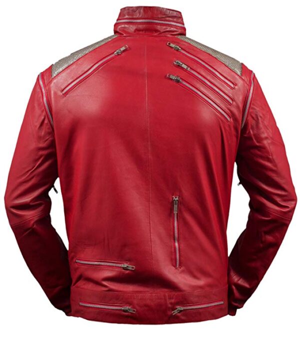 Michael Jackson Beat It Red Leather Jacket back