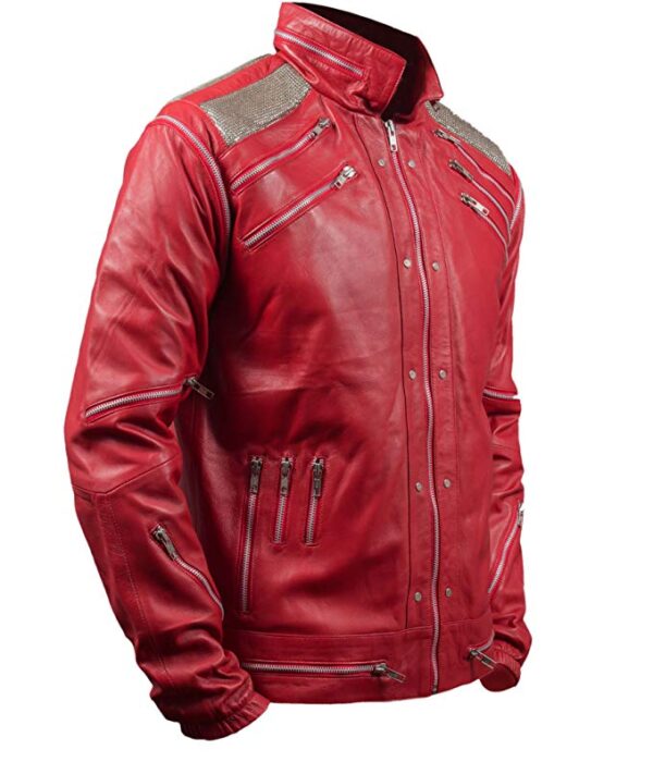 Michael Jackson Beat It Red Leather Jacket side