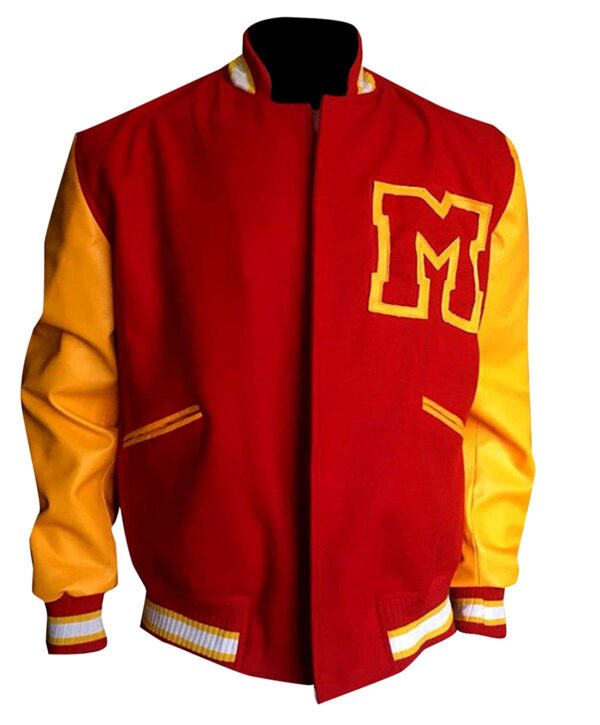 Michael Jackson Thriller Red And Yellow M Logo Letterman Wool Jacket