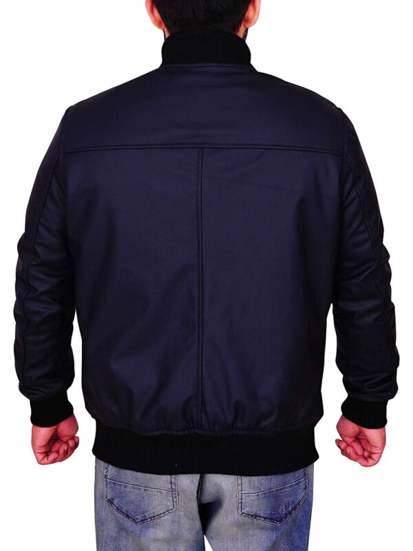 Michael Midnight Blue Bomber Faux Smooth Leather Jackets