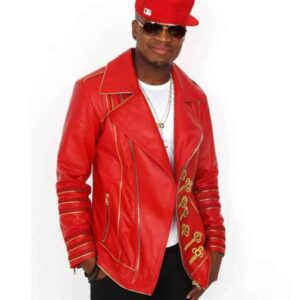 Military Style Ne-Yo Red Leather Jacket