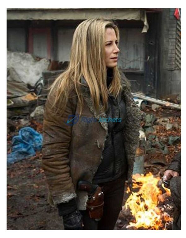 Mira Sorvino Falling Skies TV Series Brown Fur Jacket