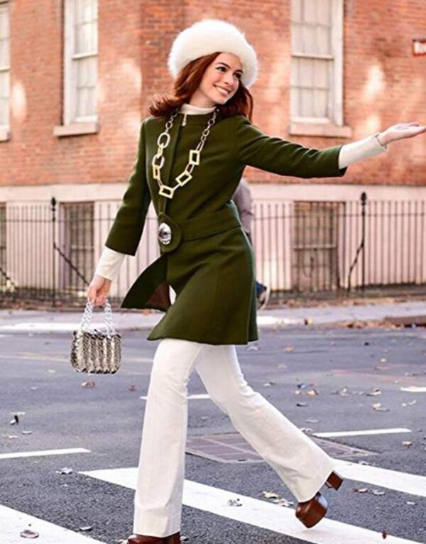 Modern Love Anne Hathaway Wool Blend Green Trench Coat