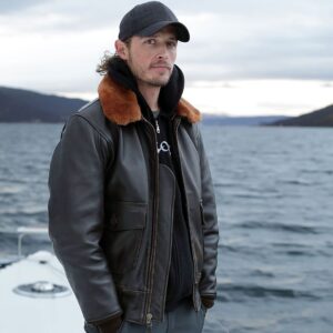 Navy Mens Lambskin G1 Flight Jacket