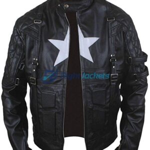 New Age Captain Star Shield Black Leather Jacket