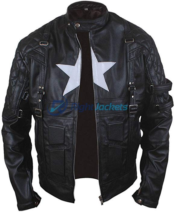 New Age Captain Star Shield Black Leather Jacket