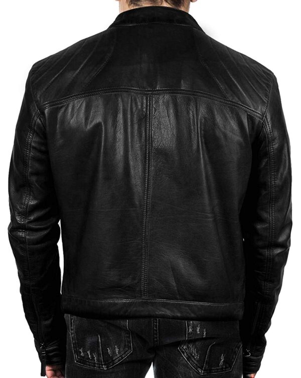 New Mens Cafe Racer Black Leather Jackets