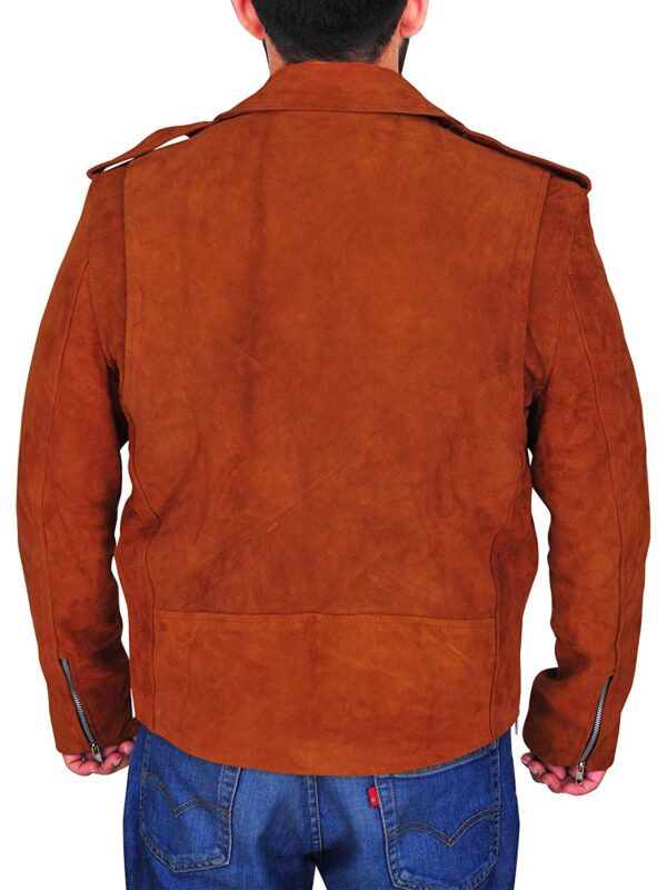 New Rock Brando Tan Men Motorcycle Suede Real Leathers Jacket