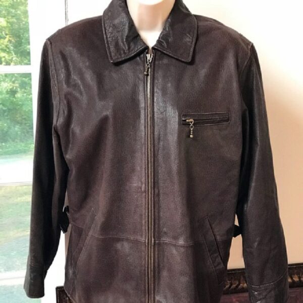 Newport News Easy Style Brown Leather Jacket